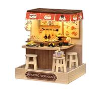 Kit de construction de maison miniature - Puzzle miniature en bois avec lumière - Kit de construction de maison fait à la main pour salon, chambre à coucher, cuisine, bureau, entrée, Noël et vacances