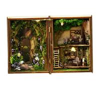 Kit de Construction de Mini Maison au Pays des Merveilles à Faire soi-même, kit Maison Miniature éclairant à Collectionner, poupée en Bois 3D Non assemblée, Coin Livre décoratif pou