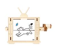 Kit de construction de modèles | Jouet STEM en bois en forme de télévision, kit de construction machine d'animation à manivelle, pour , garçons, anniversaire, Noël, Nouvel An, école maternelle