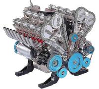 Kit de construction de moteur a combustion en metal, modele de moteur de voiture 8 cylindres V8 1:3 pour les passionnes de technologie des l'adolescence