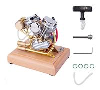 Kit de construction de moteur à vapeur, 4,2 CC rétro OHV V-Twin Cylindre à essence 4 temps Moteur de moto avec allumage électronique pour expériences scientifiques éducation et affichage