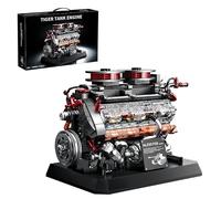 Kit de construction de moteur de réservoir, kit de modélisation de moteur militaire tigre avec éclairage LED - Construisez votre propre kit technique, projet STEM pour adultes et adolescents (1236
