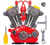 Kit de construction de moteur de voiture pour enfants avec lumière et son - Jouet à visser et à réparer à partir de 3 ans - Jeu éducatif de mécanicien avec établi et outils - Jouet de construction