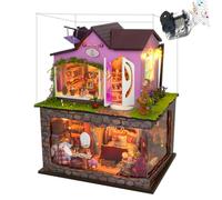 Kit de construction de niche 3D en bois DIY - Maison de poupée avec LED - Double plan - Kit de construction en bois pour maisons miniatures à construire soi-même - Cadeau de loisirs créatifs (avec