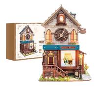 Kit de construction de niche 3D en bois DIY - Maison de poupée avec LED - Double plan - Kit de construction en bois pour maisons miniatures à construire soi-même - Cadeau de loisirs créatifs (20,4 x