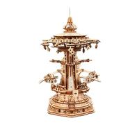 Kit de construction en bois « Magic Sky Castle » - Boîte à musique avec mécanisme rotatif (448 pièces) - Montage sans outil