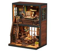 Kit de construction en bois pour coin de livre, maison miniature pour adultes - Style rétro à deux étages - Assemblage 3D - Thème animal mignon