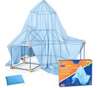 Kit de Construction Fort XL + Pack d’Extension - 122 Pièces - INCL. Sac de Rangement & E-Book - Tente de Jeu Enfant - Jouet Éducatif STEM - Jeu de Construction - Construire Une Cabane