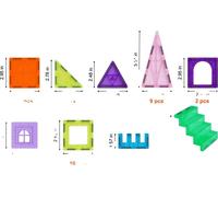 Kit de construction magnétique, 121 pièces, plastique ABS sûr, sac de rangement inclus, 121 pièces
