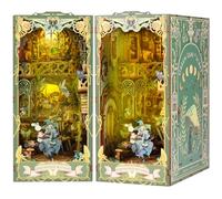 Kit de construction miniature pour book nook - Avec LED chaude et manuel d'utilisation (français non garanti) - Serre-livres en bois - Pour adultes et enfants - Puzzle en bois - Étagère à livres