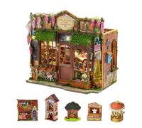 Kit de construction miniature pour maison de poupée DIY, mini puzzle de magasin de contes de fées, modèle à l'échelle 1:24, maison de poupée, meubles de magasin, accessoires et éclairage LED, espace