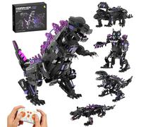 Kit De Construction Robot Dinosaure 5-en-1, Jouet STEM Télécommandé Et APP, Blocs Transformables pour Enfants 8 Ans+, Cadeau Garçon Fille, Modèles Tricératops Et Ptérosaure