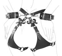Kit de contraintes pour couples - Harnais réglable avec menottes, sangles et nœuds décoratifs, ensemble en simili-cuir pour jeux de rôle adulte et moments intimes à deux