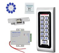 Kit de contrôle d'accès avec clavier étanche en métal | 2000 utilisateurs, gâche électrique + alimentation + bouton de sortie + 10 porte-clés, convient pour les appartements