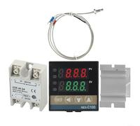 Kit de contrôleur de température numérique PID REX-C100 avec sonde de capteur thermocouple de type K et 40 A pour SSR pour systèmes de contrôle de chauffage industriel 0-1300 C