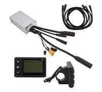 Kit de contrôleur sans balais 24 V/36 V/48 V 250 W/350 W pour vélo électrique avec écran LCD et accélérateur, connecteurs étanches pour guidon de 22,2 mm, câble 1T5 inclus