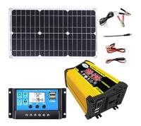 Kit de contrôleur solaire HAOSONG 12 V 30 A avec onduleur à onde sinusoïdale pure de 4 000 W et panneau solaire étanche de 18 W for voiture, camping-car et bateau(Unique Colour)