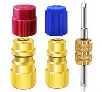 Kit de conversion 2 pièces R12 vers R134a, air conditionné A/C Valve de remplissage adaptateur de port de montage avec capuchon bas et haut côté coupleur rapide