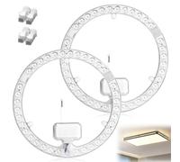 Kit de conversion de module LED 2 Pack : 3 types d'éclairage réglables, module LED 36 W pour plafonniers,carte de conversion avec aimants de maintien,carte de rénovation pour plafonnier, 23 cm,6000 K