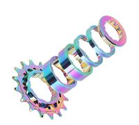 Kit De Conversion De Volant D'inertie À Vitesse Unique, Pignon À Cassette 18 Dents For VTT, Vélo De Route, Chaîne De Roue Libre, Alliage D'aluminium 7075 CNC(16T colorful)