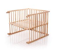 Kit de conversion pour lit bébé babybay, réglable en continu, adapté au lit d'appoint d'origine I Dimensions du lit bébé: 132 cm x 81 cm en bois de hêtre massif, cœur de hêtre huilé