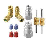 Kit de conversion R12 vers R134A avec adaptateurs de valve à coupleur rapide pour systèmes AC automobiles, côté haute et basse pression, laiton et alliage d'aluminium