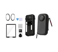 Kit de coque en silicone pour Insta360 X3 avec pochette et film d'objectif | Silicone souple, imperméable, anti-chocs, protection contre les rayures, la poussière, découpes précises, sac de rangement