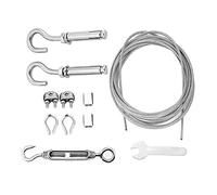 Kit de Corde à Linge d'extérieur, Ligne de Corde à Linge Anti-affaissement étanche, Fil de Corde à Linge Robuste, avec tendeur et Crochets, comme Corde à Linge, Fil de Rideau, Corde d'activité (8M)