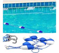 Kit de cordes flottantes de sécurité pour piscine bleues et blanches - 15,5 m (51 pi) de séparation de couloir, ligne de séparation réglable, idéale pour les zones peu profondes, cordes flot