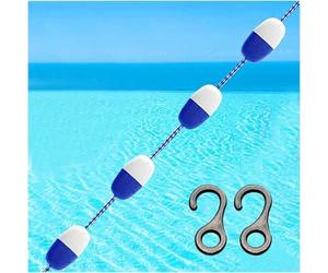 Kit de cordes flottantes pour piscines, 4,9 m à 9,1 m, comprend 2 crochets pour barrière flottante, idéal pour les extrémités peu profondes et les événements compétitifs
