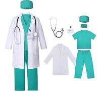 Kit de costume de médecin avec pantalon de gommage, stéthoscope et carte d'identité pour enfants de 3 à 10 ans