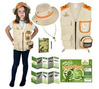 Kit de costume d'explorateur pour enfants : gilet, chapeau de safari Manuels éducatifs sur les dinosaures et les insectes.