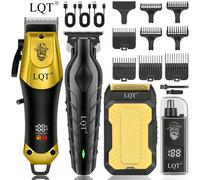 Kit de coupe de cheveux professionnelle pour hommes LQT - Set de 1/2/3/4 pièces, mini tondeuse sans fil rechargeable par USB, tondeuse à poils de nez/oreilles et rasoir, convient aux barbiers débutant