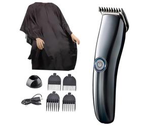 Kit de Coupe de Cheveux Tablier, Tondeuse Électrique Noire USB | Peignes Guides Inclus, Longueur Réglable, Recharge Facile, Accessoire ABS pour Coiffeurs ou Usage Domestique au Salon