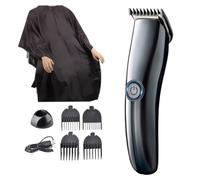 Kit de Coupe de Cheveux Tondeuse Électrique USB et Tablier Noir | Accessoires ABS pour Coiffeur, Peignes de Tondeuse Inclus, Nettoyage Facile, Usage Professionnel en Salon ou Chez L’homme