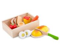 New Classic Toys kit de coupe en bois planche à découper avec jouet nourriture 7-pièces Multicolore G