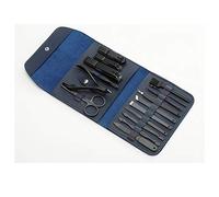Kit de coupe-ongles. Ensemble spécial de soins des ongles en acier au carbone for hommes, outil cure-oreille noir et ciseaux pédicure(Gold)