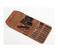 Kit de coupe-ongles. Ensemble spécial de soins des ongles en acier au carbone for hommes, outil cure-oreille noir et ciseaux pédicure(Grey)