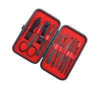 Kit de Coupe-ongles et Grip Précision, Noir en Acier Inoxydable | Coupe Ongle Ergonomique, Set Pédicure Manucure Professionnel, Ciseaux à Cuticules, Pinces à Ongles