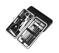 kit de coupe-ongles, Kit de soins professionnels en acier inoxydable, 19 pièces, outils soin des ongles avec étui voyage luxueux, ensemble personnels(Black)