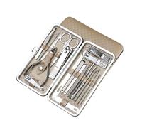 kit de coupe-ongles, Kit de soins professionnels en acier inoxydable, 19 pièces, outils soin des ongles avec étui voyage luxueux, ensemble personnels(Gold)