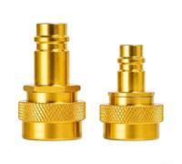 Kit de coupleur rapide R1234yf adaptateur secteur haut bas en laiton pour | Conversion haute et basse pression, construction en laiton, fuite pour le noyau de valve anti-fuite, poignée moletée