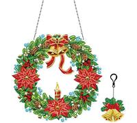 Kit de Couronne Lumineuse en Diamant, Couronne de Porte en Cristal, Kits de Peinture Diamant 5D avec lumières LED et Porte-clés, Guirlande de Strass Faite à la Main, couronnes de Porte d'extérieur
