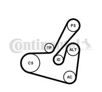 ContiTech Kit courroie multi-cannelée 6PK1750K1 – poulie de tension comprise pour CITROËN