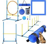 Kit de cours d'agilité pour chien en plein air, ensemble d'entraînement portable avec sauts, tunnels et pôles pour animaux de compagnie actifs, équipement d'obstacles durable de basse-cour pour l'exer