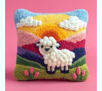 Kit de Coussin à Crochet Maille Fait Maison Lamb And Sunset Background Couverture de Coussin 43x43cm,Adapté Aux Débutants avec Motifs Préimprimés,pour Adultes et Débutants,Décoration Intérieure - 5