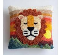 Kit de Coussin à Crochet Maille Fait Maison Lion And Sunset Background Couverture de Coussin 43x43cm,Adapté Aux Débutants avec Motifs Préimprimés,pour Adultes et Débutants,Décoration Intérieure - 3