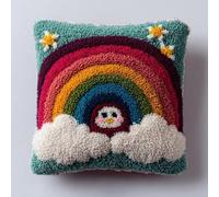 Kit de Coussin à Crochet Maille Fait Maison Mole And Rainbow Background Couverture de Coussin 43x43cm,Adapté Aux Débutants avec Motifs Préimprimés,pour Adultes et Débutants,Décoration Intérieure