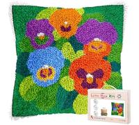 Kit de coussin à crocheter avec motif de pensées,taie d'oreiller à crocheter soi-même,avec patron pré-imprimé,facile pour les débutants,kit de loisirs créatifs pour la décoration intérieure - 3