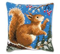 Kit de coussin au point de croix, écureuil en hiver